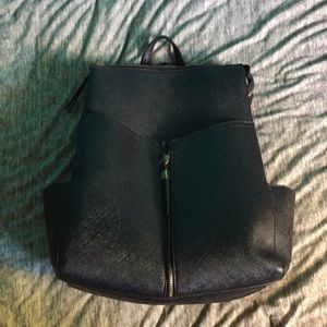 Black leather backpack